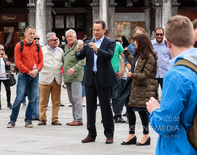 Pictured: Tom Hanks on set of his new film in Venice with British actress Felicity Jones